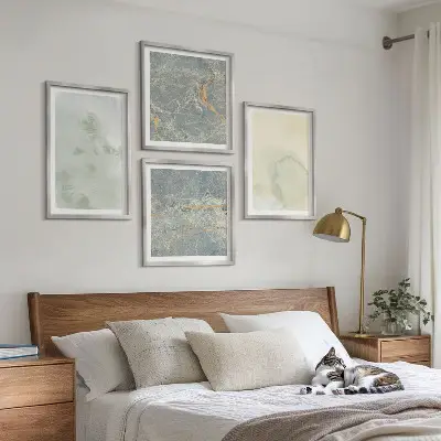 Set van posters met lijst met pastel aquarelverf op canvas