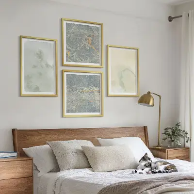 Set van posters met lijst met pastel aquarelverf op canvas