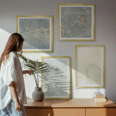 Set van posters met lijst met pastel aquarelverf op canvas