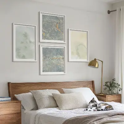 Set van posters met lijst met pastel aquarelverf op canvas