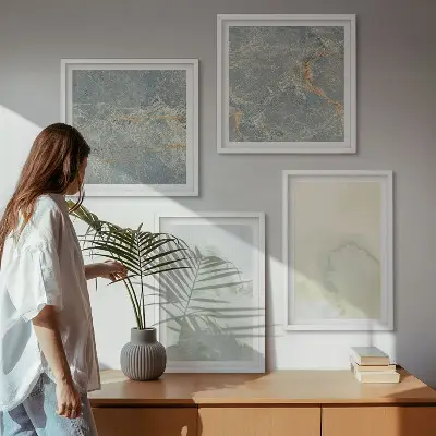 Set van posters met lijst met pastel aquarelverf op canvas