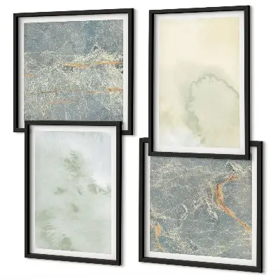 Set van posters met lijst met pastel aquarelverf op canvas