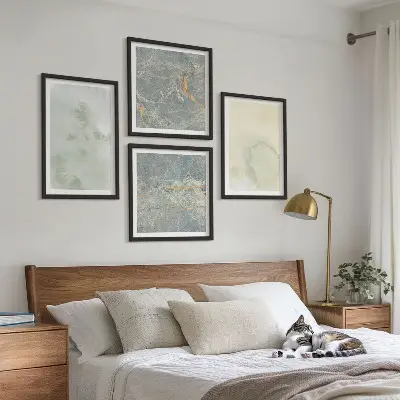 Set van posters met lijst met pastel aquarelverf op canvas