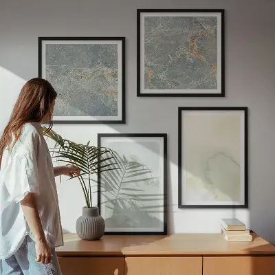 Set van posters met lijst met pastel aquarelverf op canvas