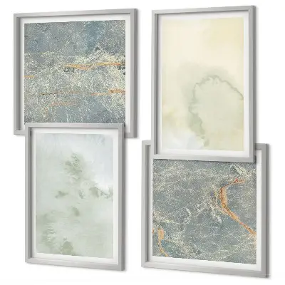 Set van posters met lijst met pastel aquarelverf op canvas