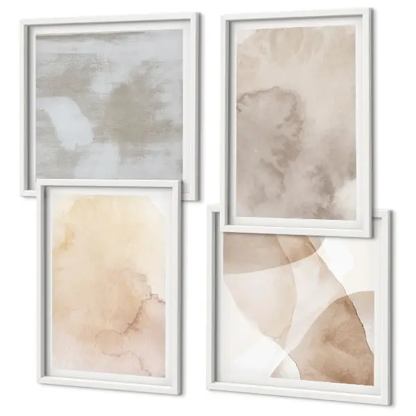 Warme aquarel pastel texturen meerluik in lijst