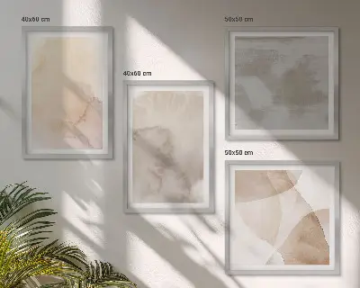 Warme aquarel pastel texturen meerluik in lijst