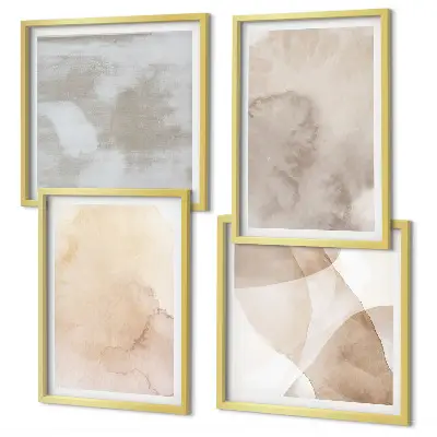 Warme aquarel pastel texturen meerluik in lijst