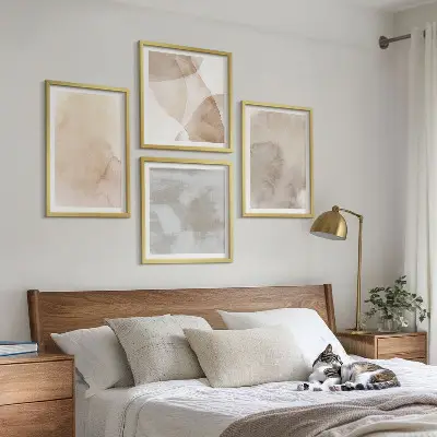 Warme aquarel pastel texturen meerluik in lijst