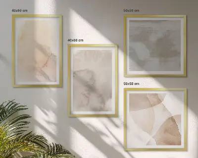 Warme aquarel pastel texturen meerluik in lijst