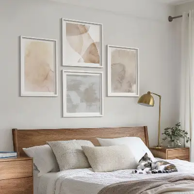 Warme aquarel pastel texturen meerluik in lijst