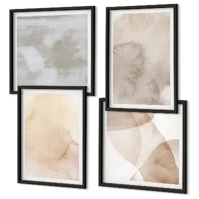 Warme aquarel pastel texturen meerluik in lijst