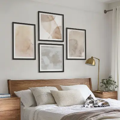 Warme aquarel pastel texturen meerluik in lijst