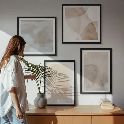 Warme aquarel pastel texturen meerluik in lijst