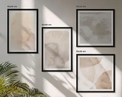 Warme aquarel pastel texturen meerluik in lijst
