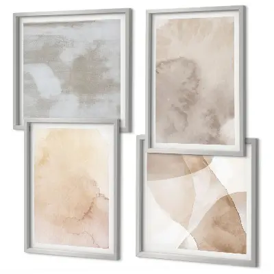 Warme aquarel pastel texturen meerluik in lijst