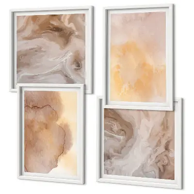 Set van posters met lijst Warme aquarelverf op canvas