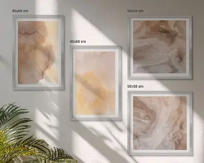 Set posters met lijst met warme aquarelverf op canvas