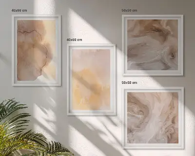 Set posters met lijst met warme aquarelverf op canvas