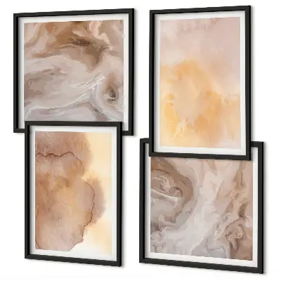 Set posters met lijst met warme aquarelverf op canvas