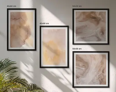 Set posters met lijst met warme aquarelverf op canvas