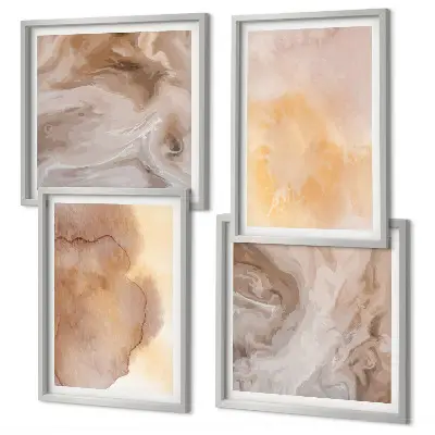 Set posters met lijst met warme aquarelverf op canvas