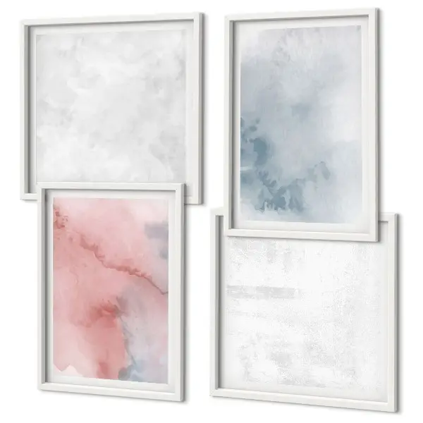 Pastelkleurige aquareltexturen meerluik in lijst