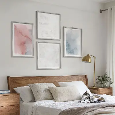 Pastelkleurige aquareltexturen meerluik in lijst