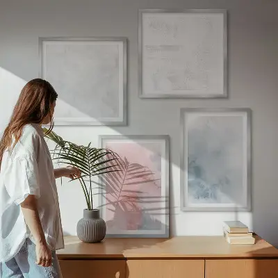 Pastelkleurige aquareltexturen meerluik in lijst