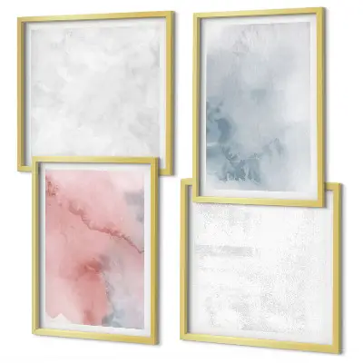 Pastelkleurige aquareltexturen meerluik in lijst
