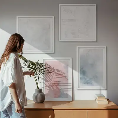 Pastelkleurige aquareltexturen meerluik in lijst