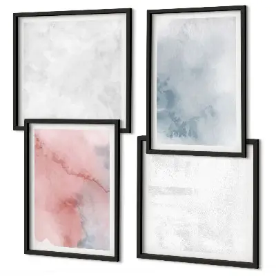 Pastelkleurige aquareltexturen meerluik in lijst