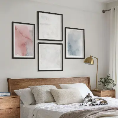 Pastelkleurige aquareltexturen meerluik in lijst
