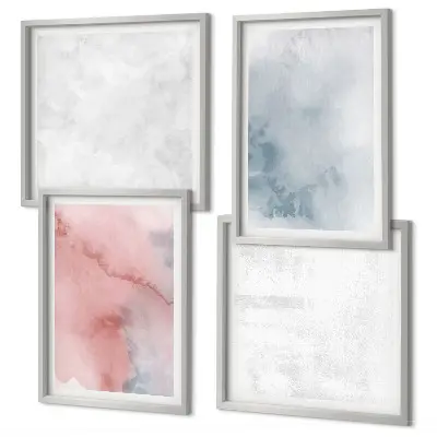 Pastelkleurige aquareltexturen meerluik in lijst