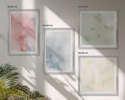 Set van posters met lijst Aquarellen in pastelkleuren