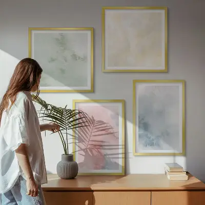 Set van posters met lijst Aquarellen in pastelkleuren