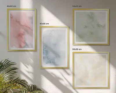 Set van posters met lijst Aquarellen in pastelkleuren