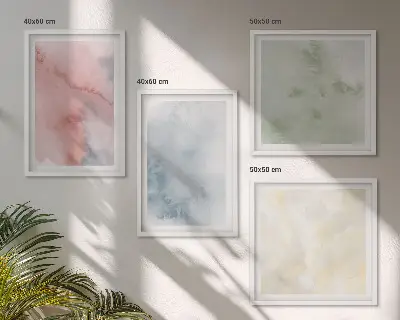 Set van posters met lijst Aquarellen in pastelkleuren