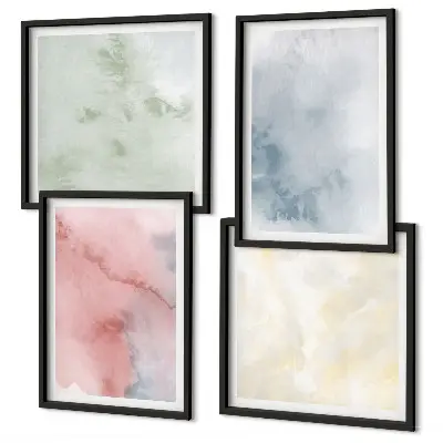 Set van posters met lijst Aquarellen in pastelkleuren