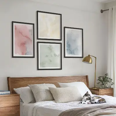 Set van posters met lijst Aquarellen in pastelkleuren