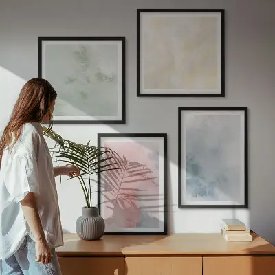 Set van posters met lijst Aquarellen in pastelkleuren