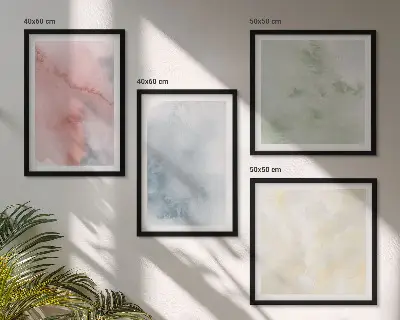 Set van posters met lijst Aquarellen in pastelkleuren