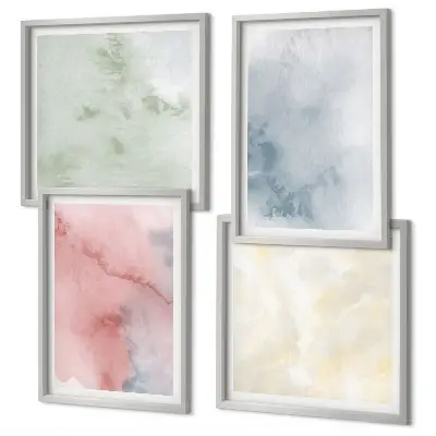 Set van posters met lijst Aquarellen in pastelkleuren