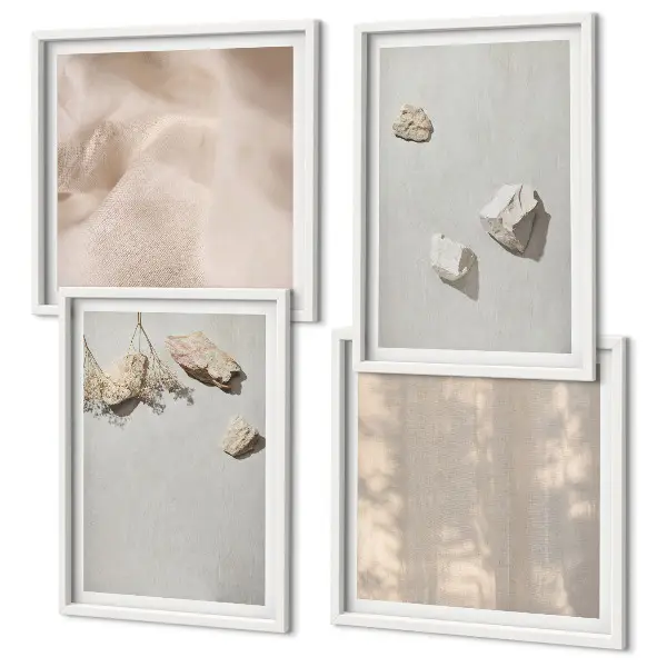 Boho stenen stranddecoraties meerluik in lijst