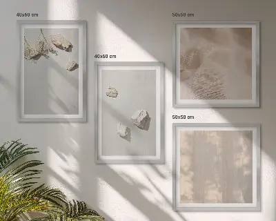 Boho stenen stranddecoraties meerluik in lijst