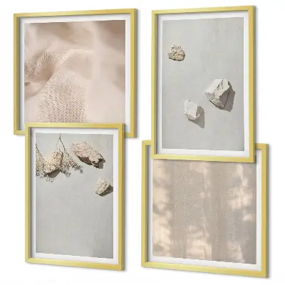 Boho stenen stranddecoraties meerluik in lijst