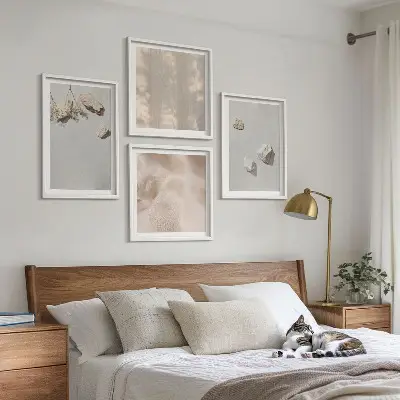 Boho stenen stranddecoraties meerluik in lijst