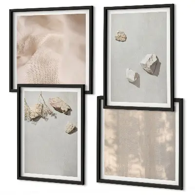 Boho stenen stranddecoraties meerluik in lijst