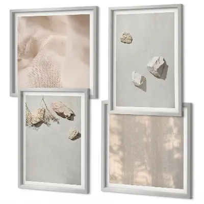 Boho stenen stranddecoraties meerluik in lijst
