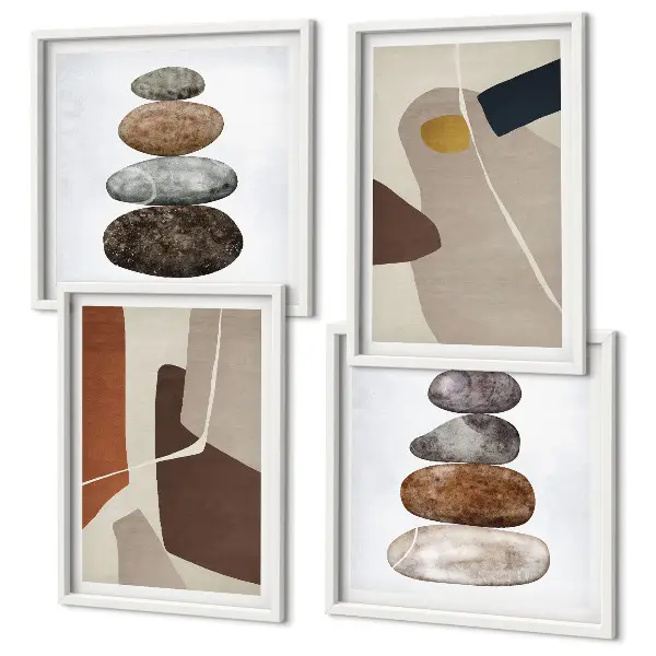 Abstracte boho-vormen poster-set met lijsten